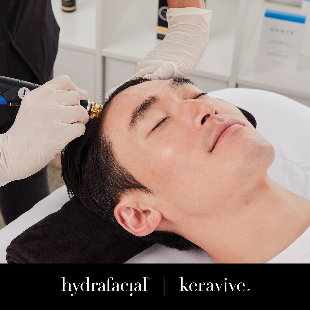 A Man getting HydraFacial Keravive Scalp Treatment at Sego Lily Spa in Bountiful, Layton, & Midvale, UT