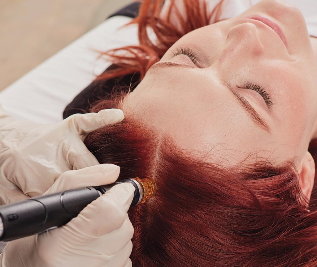 Female getting HydraFacial Keravive treatment at Sego Lily Spa in Bountiful, Layton, & Midvale, UT